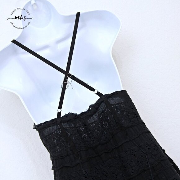Free People Shailee Lace Slip‎ Mini Dress Black Women M - Picture 7 of 12